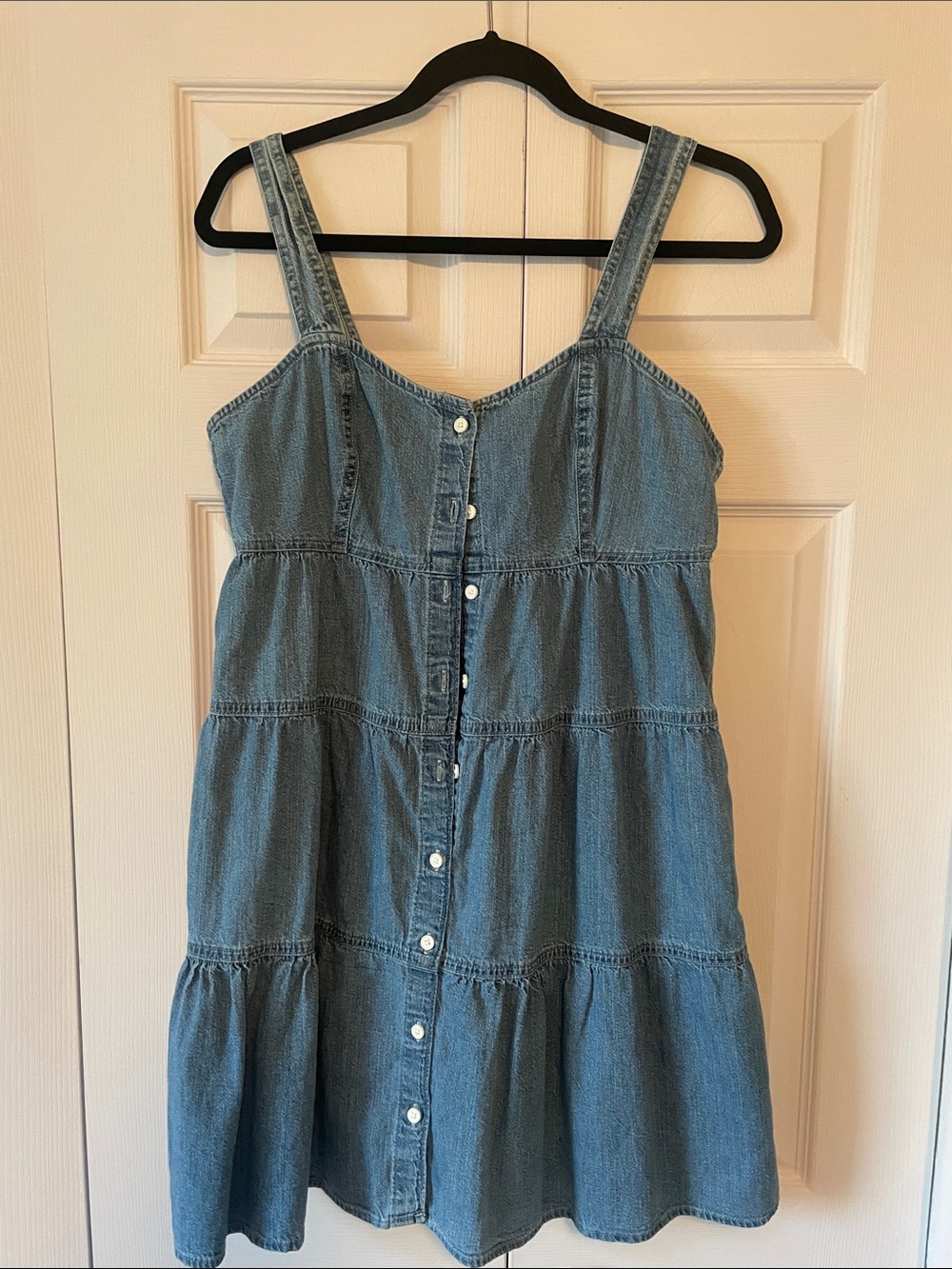 Denim Button-Front Sundress - Blue